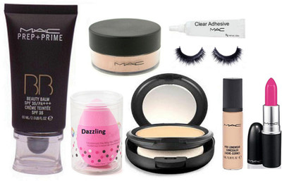 

DAZZLING Sponge Puff Foundation, Compact , Lipstick,Loose Powder concealer,Eyelashes glue,Eyelashes(Set of 8)