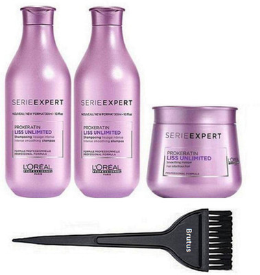 

brutus Hair Brush&L'oreal Professional Seriee Expert Prokeratin Liss Unlimited Shampoo 2, masque(Set of 4)