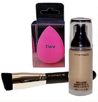 

tiara Spounge Puff , Mac Makeup brush , Matchmaster Foundation(Set of 4)