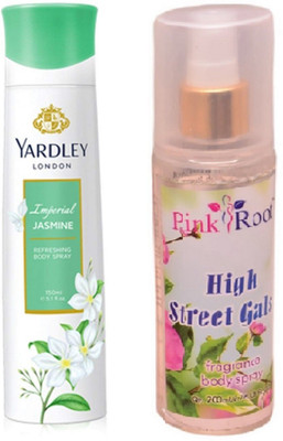 

Pink Root HIGH STREET GALS MIST 200ML WITH YARDLEY LONDON JASMINE DEO 150ML(Set of 2)