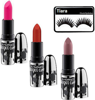 

tiara Eyelashes , Brook candy Lipstick Pack Of 3(Set of 4)