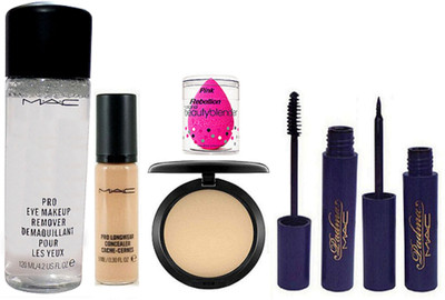

Pink Rebellion Sponge Puff & Pro Long Wear Concealer & Pro Makeup Remover & Compact & Eyeliner+Mascara(Set of 6)