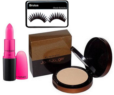 

BRUTUS eyelashes & Jage Jagger Compact with Longlasting Matte Finish Lipstick Candy Yum Yum(Set of 3)
