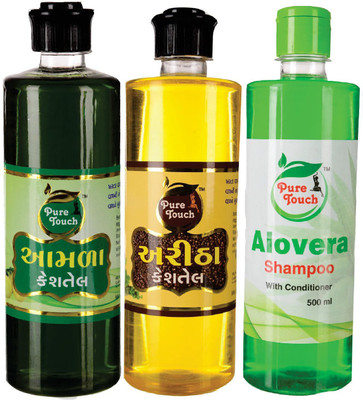 

PURE TOUCH Amal, Aritha hair oil& Aloevera shampoo(Set of 3)