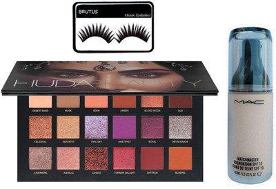 

BRUTUS Eyelashes, Matchmaster Liquid Foundation, Huda Beauty Desert Dusk Eyeshadow Palette(Set of 3)
