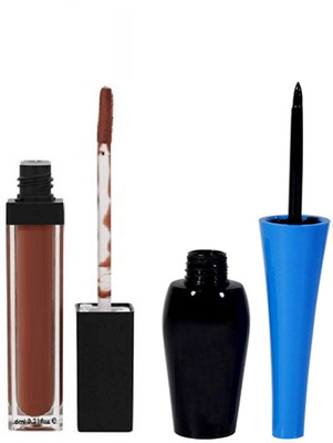 

Vedy Black eyeliner with matte new Brown lipstick(Set of 2)