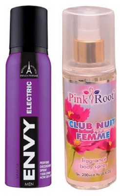 

Pink Root CLUB NUIT FEMME MIST 200ML WITH ENVY ELECTRIC DEO 120ML(Set of 2)