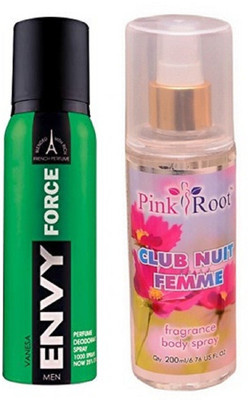

Pink Root CLUB NUIT FEMME MIST 200ML WITH ENVY FORCE DEO 120ML(Set of 2)