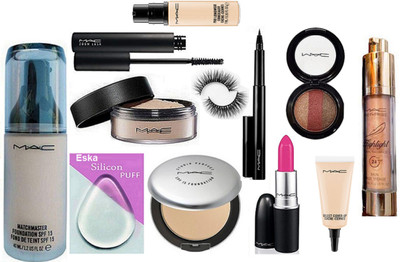 

eska Silicon Puff With Matchmaster Foundation, Studio Prefect Compact, Loose Powder, Zoom Lash Mascara, Pen Eyeliner Eyelashes, candy Yum-yum Lipstick, 3 Shade Eyeshadow, Select Cover-Up, Pro longwear Concealer, Prep-Prime Highlight(Set of 14)