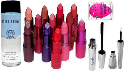 

Pink Rebellion Sponge Puff & Lipstick (Pack Of 12) & Long Wear Makeup Remover & Eyeliner+Mascara(Set of 5)