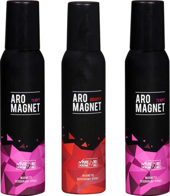 

AROCHEM ARO MEGNET TEMPT-2 & ARO MEGNET GRAVITY COMBO DEODORANT NEW LATEST COMBO PACK OF 3 2OO ML BOTTLE PURE PERFUME NO ALCOHOL DYNAMIC DEODORANT DEO BODY SPRAY Body Spray - For Men & Women(600 ml, Pack of 3)