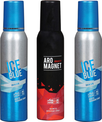 

AROCHEM ICE BLUE WAVE-2 & ARO MEGNET GRAVITY COMBO DEODORANT NEW LATEST COMBO PACK OF 3 2OO ML BOTTLE PURE PERFUME NO ALCOHOL DYNAMIC DEODORANT DEO BODY SPRAY Body Spray - For Men & Women(600 ml, Pack of 3)