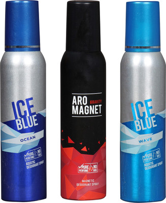 

AROCHEM ICE BLUE OCEAN & ICE BLUE WAVE & ARO MAGNET GRAVITY PACK COMBO DEODORANT NEW LATEST COMBO PACK OF 3 200 ML BOTTAL PURE PERFUME NO ALCOHOL DYNAMIC DEODORANT BODY SPRAY Body Spray - For Men & Women(600 ml, Pack of 3)