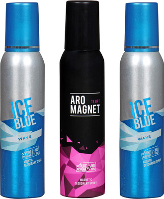 

AROCHEM ICE BLUE WAVE- 2 & ARO MAGNET TEMPT PACK COMBO DEODORANT NEW LATEST COMBO PACK OF 3 200 ML BOTTAL PURE PERFUME NO ALCOHOL DYNAMIC DEODORANT BODY SPRAY Body Spray - For Men & Women(600 ml, Pack of 3)