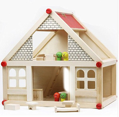 

Happy GiftMart DIY Wooden Doll House Model Building Kits My Small Villa Insert Blocks with Furniture Set Baby Birthday Gift(Multicolor)