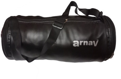 

Arnav Stylish Leather Round Black Plain Duffel Bag Suitable for Sports Travel Gym Bag(Black)
