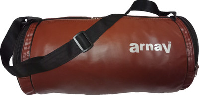 

Arnav Stylish Leather Round Brown Plain Duffel Bag Suitable for Sports Travel Gym Bag(Brown)