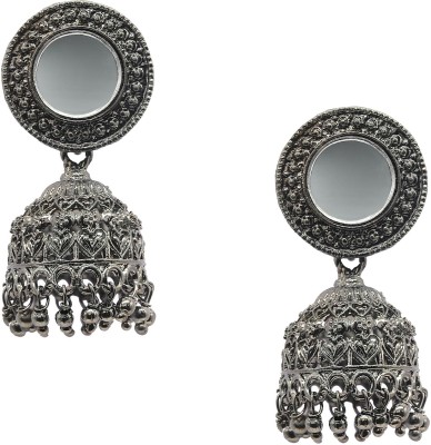 Shining Jewel Antique Silver Oxidized Mirror Jhumki Earring (SJ_1182) Pearl Brass Jhumki Earring