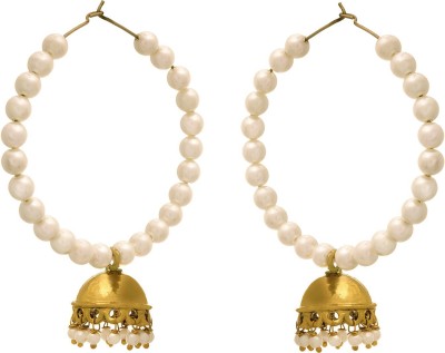 JFL Jewellery for Less JFL - Traditional Ethnic Gold Plated Pearls Designer Bali Earring for Women & Girls. Pearl Copper Jhumki Earring