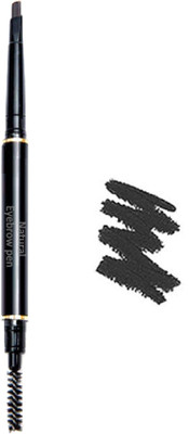 

Natural Black thick eyebrow pencil with brush eyebrow definer brow powder pen long lasting waterproof(Black)