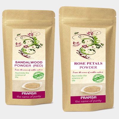 

PRAMSH Premium Quality Red Sandalwood 200gm & Rose Petals 300gm Powder Combo(500 g)