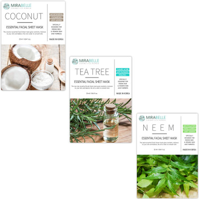 

MIRABELLE KOREA ESSENTIAL FACIAL SHEET MASK(COCONUT, TEA TREE, NEEM - CTN - COMBO PACK OF 3)(75 ml)