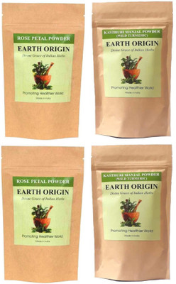 

Earth Origin Rose Petal Powder and Wild Turmeric / Kasthuri Manjal (Combo) 200 gms each (400 gms)(400 g)
