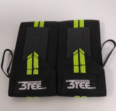 

3tee HEAVY LIFTING WRIST Fitness Band(Black, Pack of 2), Black & green