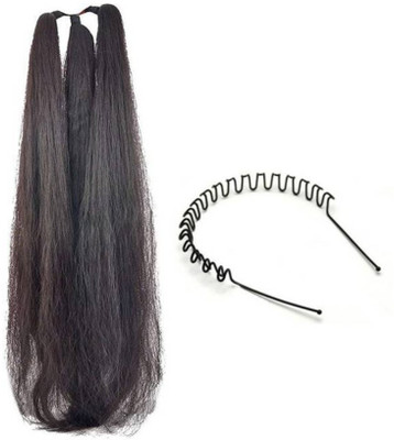 

KashQueen Black 24Inchs Hair Choti with Zig Zag Hair Band Braid Extension(Black)