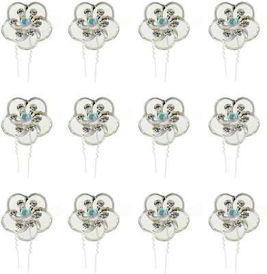 

RAAYA Juda Hair Pins, Bun Decoration Hair Pins for Women and Girls Wedding Wear Use, Set of 12, Pack of 1 Hair Pin(Silver)