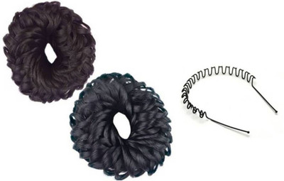 

KashQueen Set of 2 Brown and Black Hair Rubbers/Juda with Zig Zag Hair Band Rubber Band(Brown)