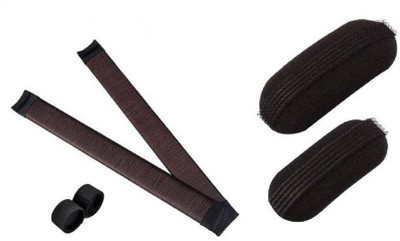 

KashQueen 2Pcs Stylish Hair Bun Maker with 2Pcs Sponge Bun Maker/ Bun Clip, Braid Extension(Black)