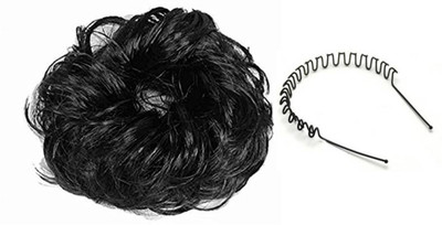 

KashQueen Black Hair Rubber Juda for womens with 1 Zig Zag Hair Band Hair Accessory Set(Black)