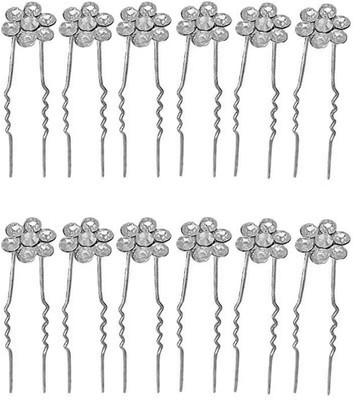 

BOXO Party And Casual Wear Use Stylish Hair Pins for Girls Wedding, Set Of 12 Pcs, Silver Hair Pin(Silver)