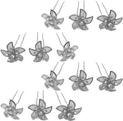 

Majik Bridal Hair Accessories Juda Pins For Bun Decoration For Women And Girls, 25 Grams, Set Of 12, Pack Of 1 Hair Pin(Silver)