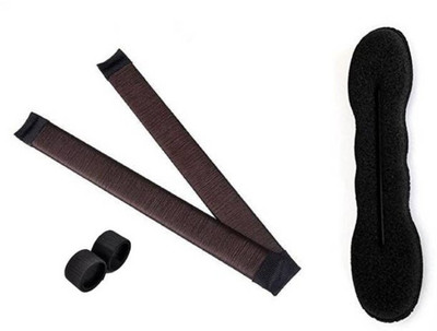 

KashQueen Stylish Hair Bun Maker(2 Pcs) with (1 Pcs) Black Sponge Bun/Juda Maker for Womens Braid Extension, Bun Stick(Black)