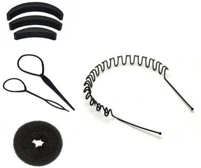 

KashQueen Combo Pack of 3 Puff Maker, 2 Ponytil Maker and 1 Donut with 1 Hair Band Hair Accessory Set(Black)