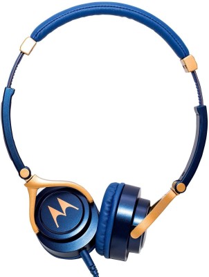 Motorola Pulse 3 with Google Assistant Wired Headset  (Blue & Gold, On the Ear)