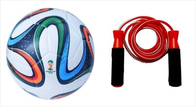 

Aks Brazuca multi Football Size 5 + jumping Rope Football Kit