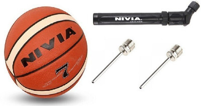 

Nivia Combo of Three, One 'Engraver' Basketball ,One 'Double Action' Pump and Two Needles (Color On Availability)- Basketball Kit