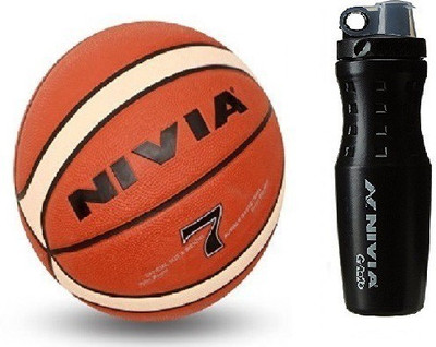 

Nivia Combo of Two, One 'Engraver' Basketball Size -7 and one 'G 2020' Sipper (Color On Availability) - Basketball Kit