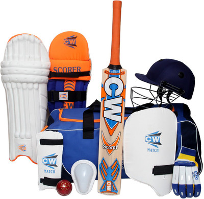

CW SCOREMASTER Batting Orange Blue 9 Gears Size 4 Age 7-8 Yrs Cricket Kit