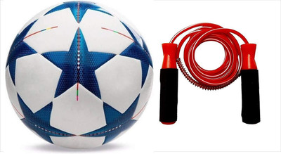 

Aks Blue star football- Size 5 + jumping Rope Football Kit