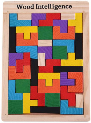 

SN toy zone Wooden Tetris Blocks and Shapes Jigsaw Puzzle-40Pcs(Orange)