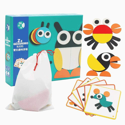 

Toy Arena Wood Animal Pattern Blocks for Kids, Color Shape Recognise Creative Educational Toys, IQ Game Tangram Puzzle Jigsaw for Toddlers 3 Years +(1 Pieces)