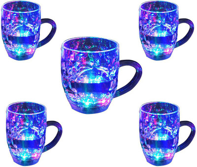 Buffy Rainbow Led sensor Beer/ Cup Liquid Activated Plastic Beer Mug(250 ml, Pack of 5)