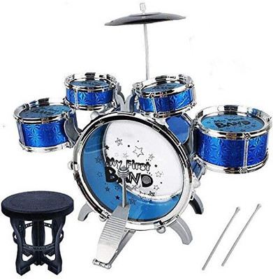 

Happy GiftMart Jazz Drum Set with Chair - Music Toy Instrument for Kids - 10 Pieces Multi Color (Blue)(Multicolor)