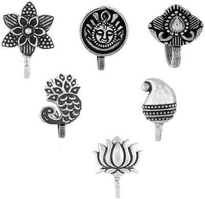Om Jewells Rhodium Plated Alloy Nose Stud Set(Pack of 6)