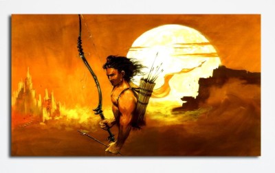 PIXELARTZ Canvas Painting - Jai Sri Ram - Sunrise in Lanka - Relgious Canvas Art (12 X 7) - Without Frame Digital Reprint 7 inch x 12 inch Painting(Without Frame)