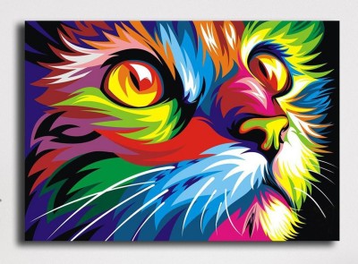 PIXELARTZ Canvas Painting -Cat - Abstract Modern Wall Art (35 X 25) - Without Frame Digital Reprint 25 inch x 35 inch Painting(Without Frame)